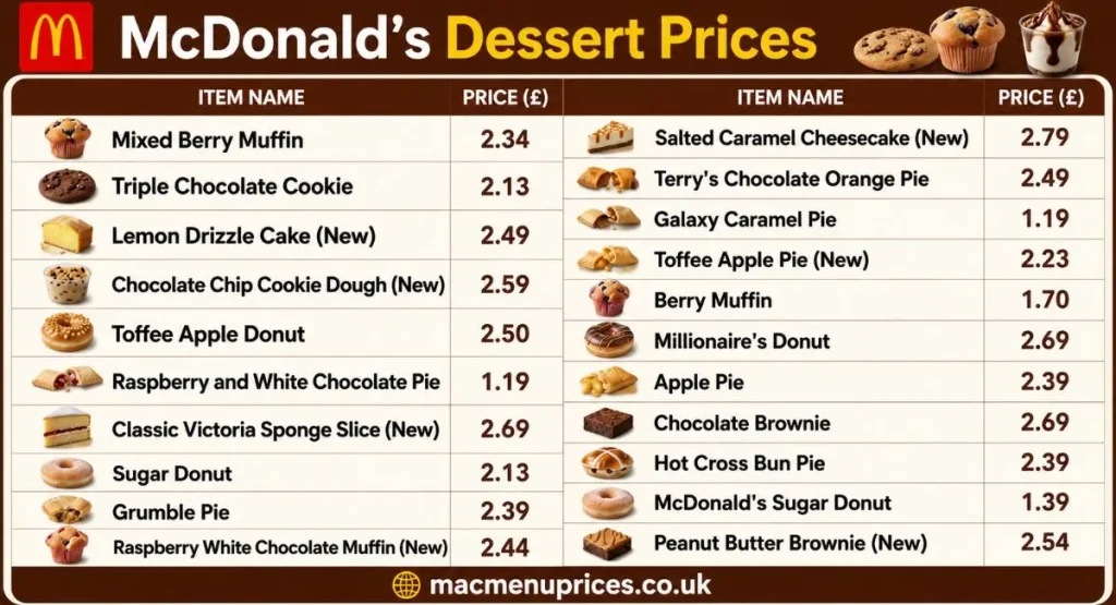 McDonald's Menu With Prices mcdonalds dessert menu prices