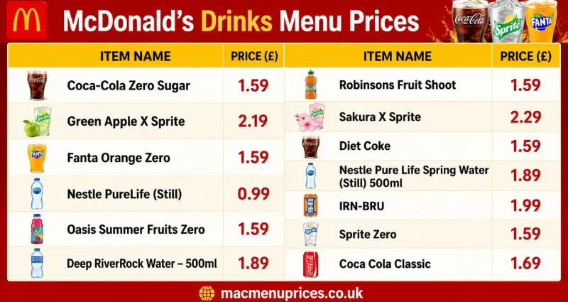 McDonald's Menu With Prices mcdonalds drinks menu with prices
