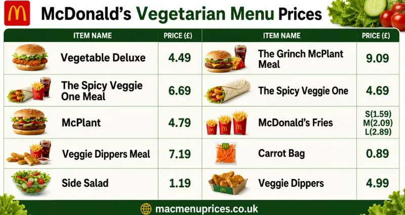 McDonald's Menu With Prices mcdonalds vegetarian menu prices