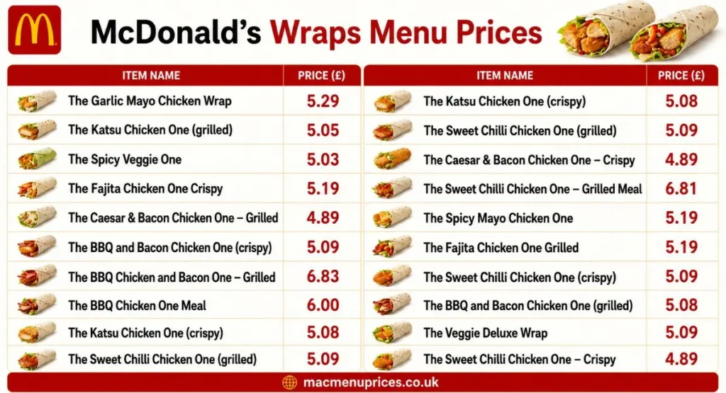 McDonald's Menu With Prices mcdonalds wraps menu with prices
